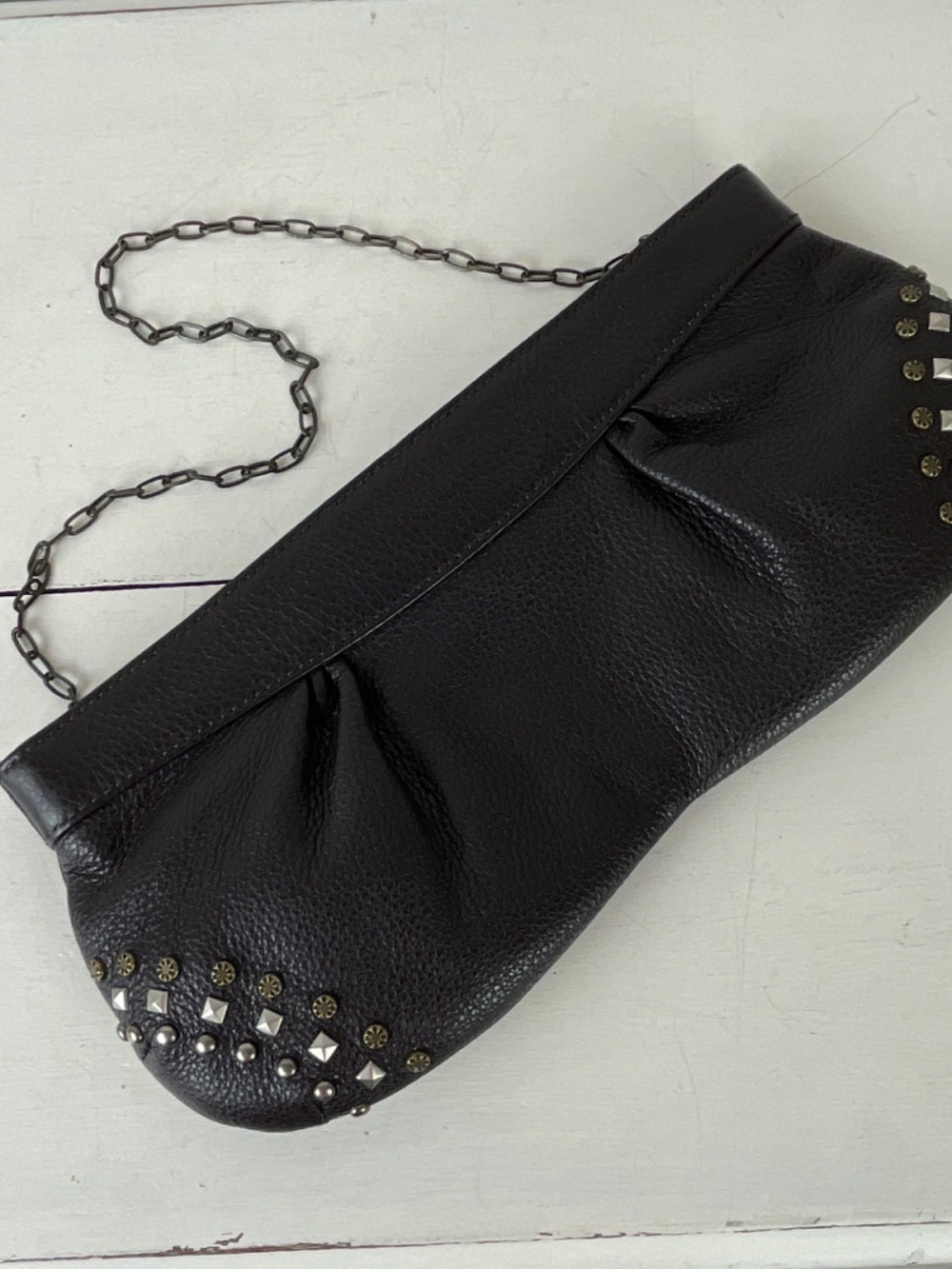 ABS Allen Schwartz Brown Studded Hand Bag Leather Purse - NWT $175